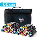 Conjunto de Canetas Ponta Dupla 168 marcadores Touch Duplex Base Alcohol