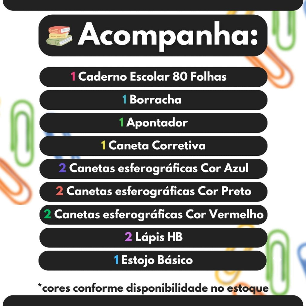 Kit Material Escolar Faculdade 13 Itens Papelaria Estudo