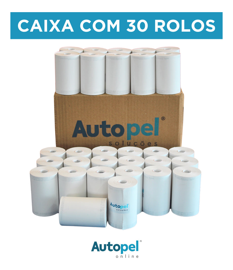 Autopel Caixa 30 Unidades Bobinas 80x40 40 metros Térmica Branco 44 g