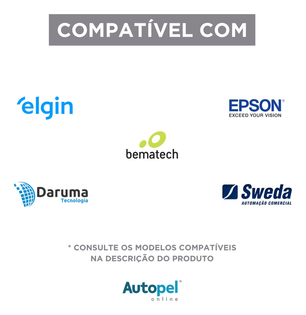 Autopel Caixa 30 Unidades Bobinas 80x40 40 metros Térmica Branco 44 g