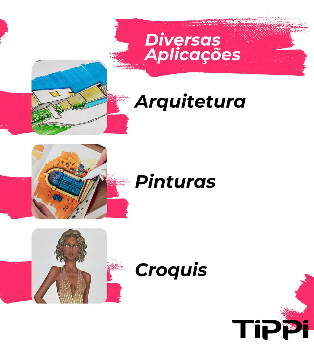 Kit Estojo 60 Cores Canetinhas Coloridas Caneta Marca Texto Ponta Dupla Com Bolsa Estojo Para Colorir Conjunto De Canetas Marcador Permanente Pintura Desenho Profissional Tippi