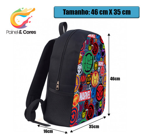 Mochila Logos Super Heróis Mrvel Infantil Juvenil De Lona
