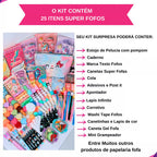 Kit 25 Itens Papelaria Fofa Kawaii Caixa Presente Criativo