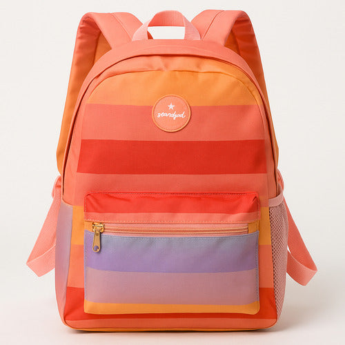 Mochila Feminina Colorida Listrada  Estilo Retrô E Moderna